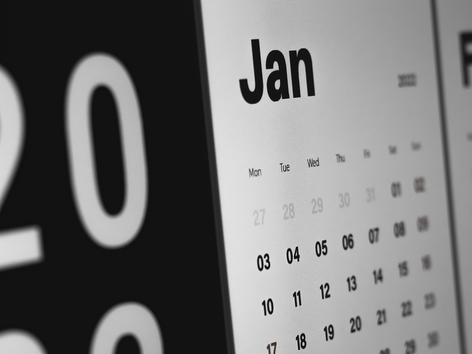 Calendar-close-up A close up of a screen showing a calendar